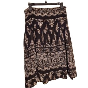 Mac & Jac 100% Silk Black White Abstract A-Line Below Knee Length Skirt Size 8